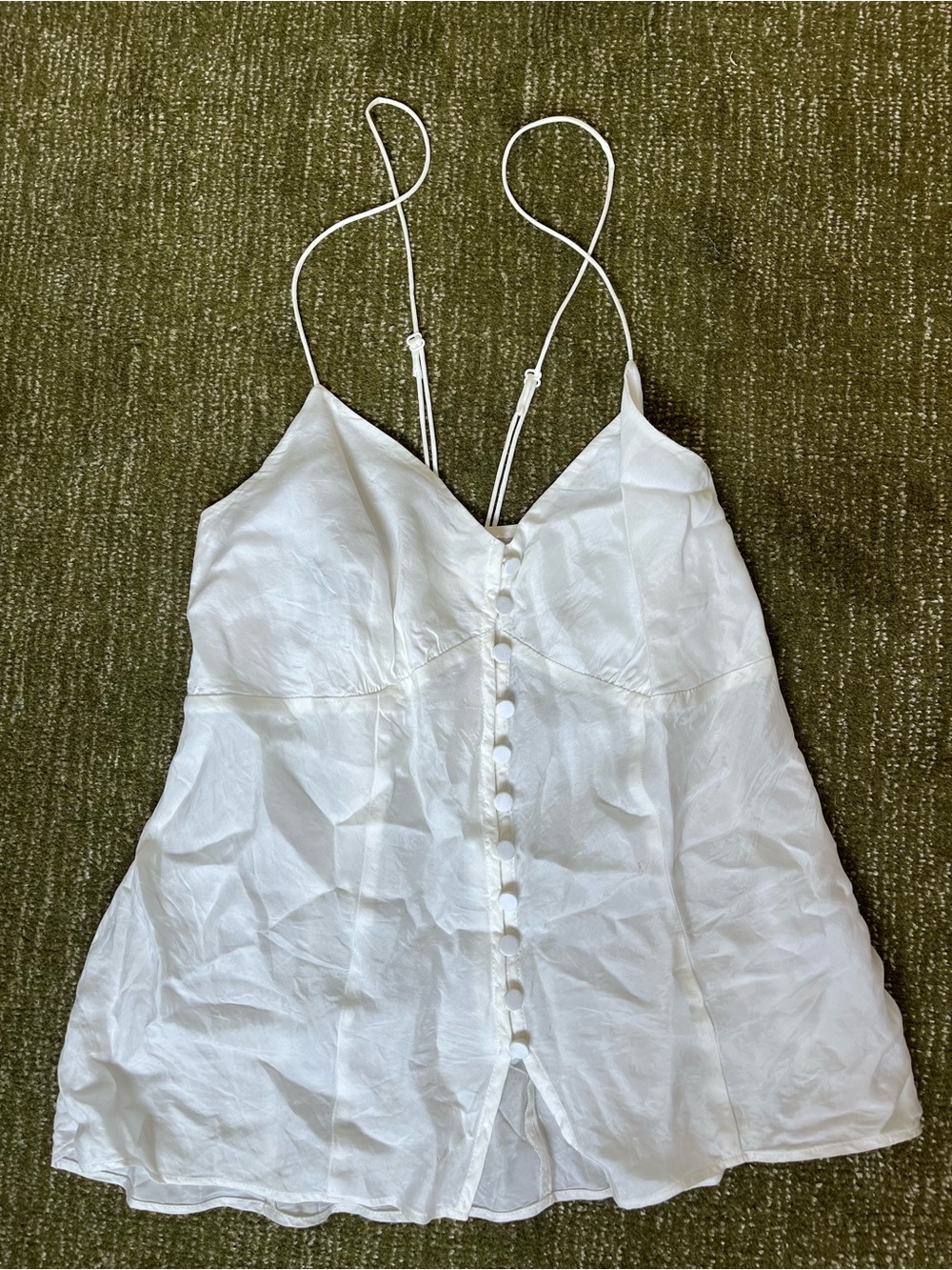 J. Crew White Button-Front Cami Tank